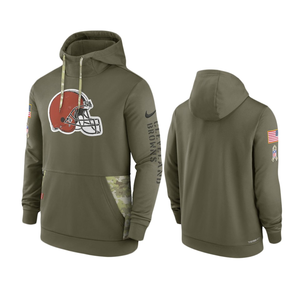 Cleveland Browns Olive 2022 Salute to Service Therma Hoodie Cleveland Browns Olive 2022 Salute to Service Therma Hoodie