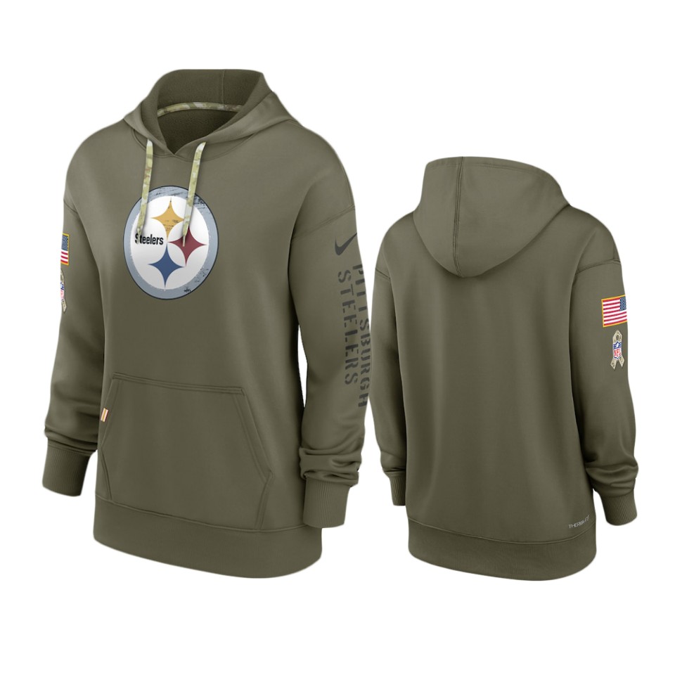 Women's Pittsburgh Steelers Olive 2022 Salute to Service Performance Hoodie