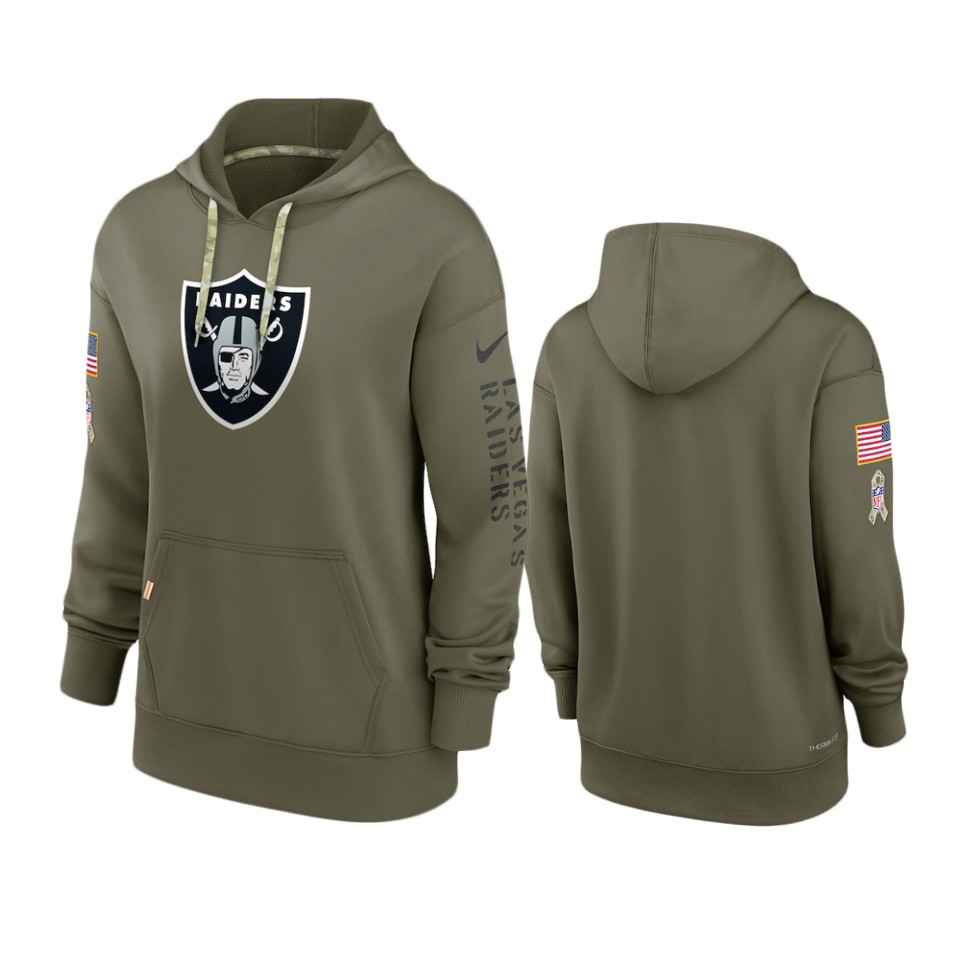 Women's Las Vegas Raiders Olive 2022 Salute to Service Performance Hoodie Women's Las Vegas Raiders Olive 2022 Salute to Service Performance Hoodie