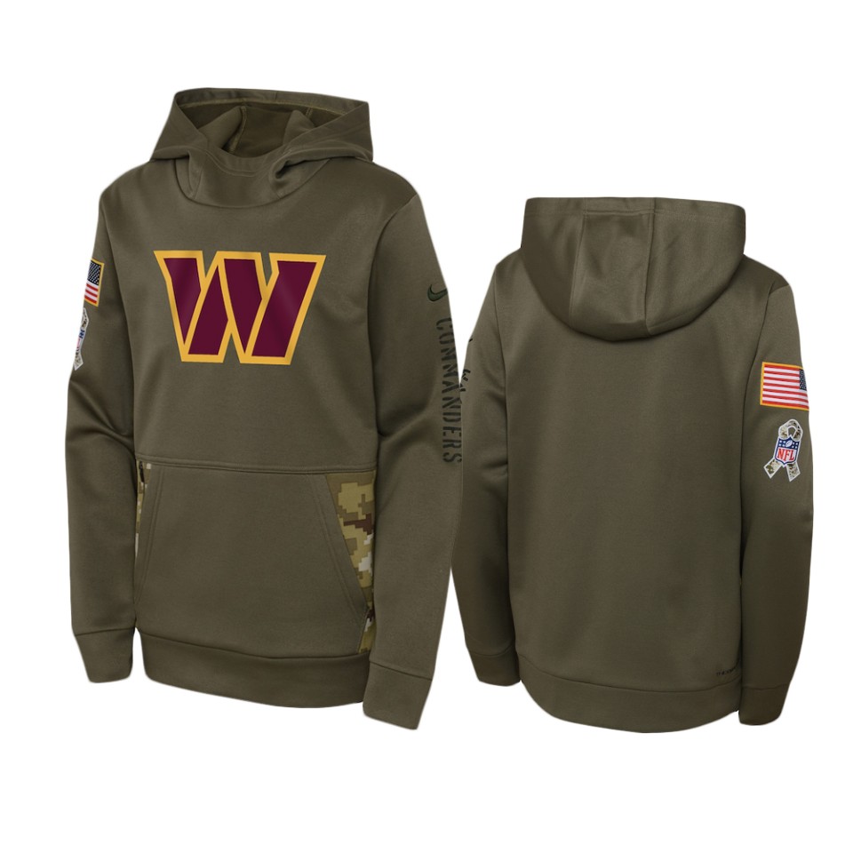 Youth Washington Commanders Nike Olive 2022 Salute to Service Performance Hoodie Youth Washington Commanders Nike Olive 2022 Salute to Service Performance Hoodie