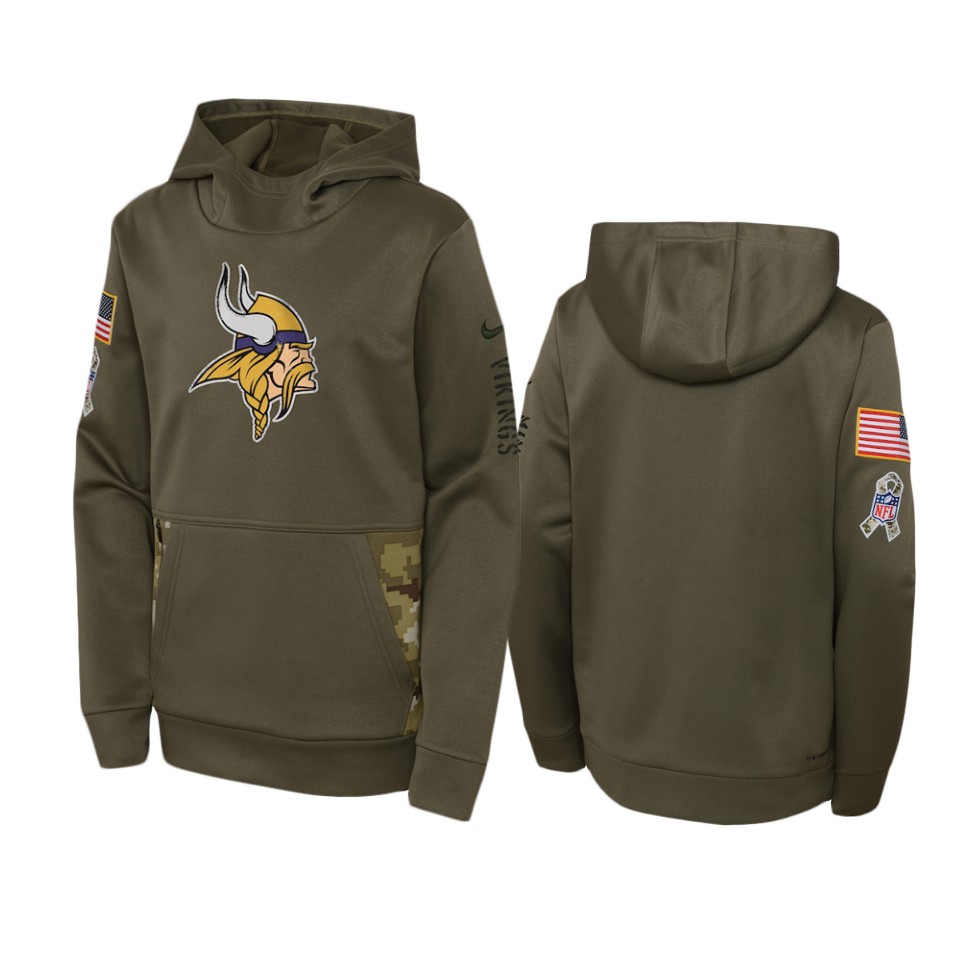 Youth Minnesota Vikings Nike Olive 2022 Salute to Service Performance Hoodie Youth Minnesota Vikings Nike Olive 2022 Salute to Service Performance Hoodie