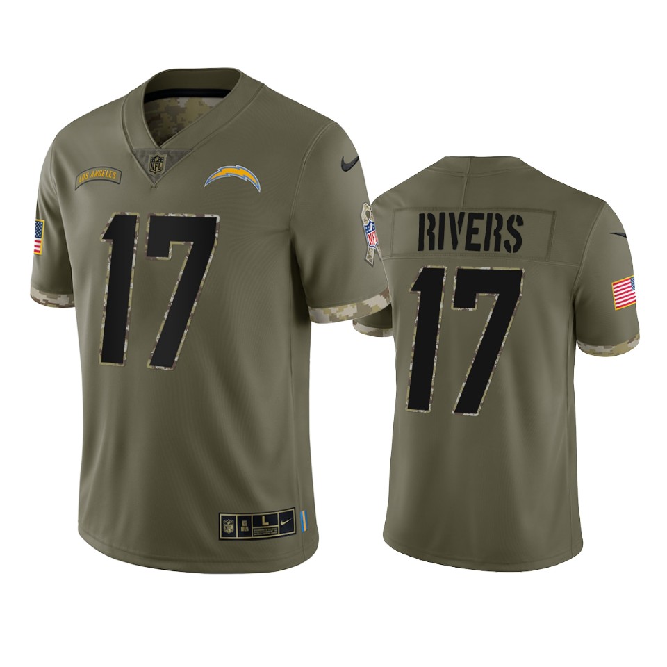 Los Angeles Chargers Philip Rivers Nike Olive 2022 Salute To Service Limited Jersey