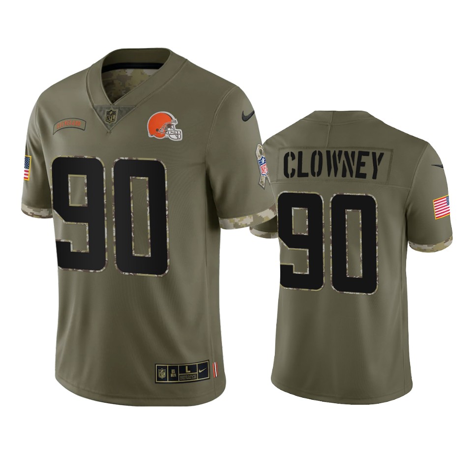 Cleveland Browns Jadeveon Clowney Nike Olive 2022 Salute To Service Limited Jersey