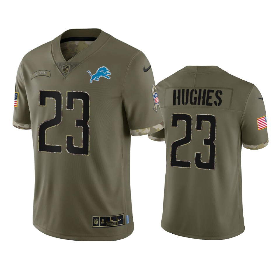 Detroit Lions Mike Hughes Nike Olive 2022 Salute To Service Limited Jersey Detroit Lions Mike Hughes Nike Olive 2022 Salute To Service Limited Jersey