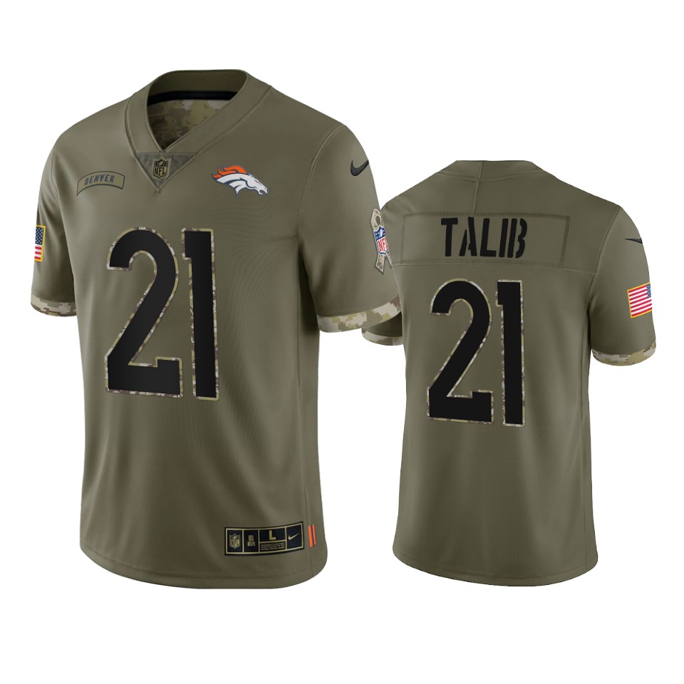 Denver Broncos Aqib Talib Nike Olive 2022 Salute To Service Limited Jersey Denver Broncos Aqib Talib Nike Olive 2022 Salute To Service Limited Jersey