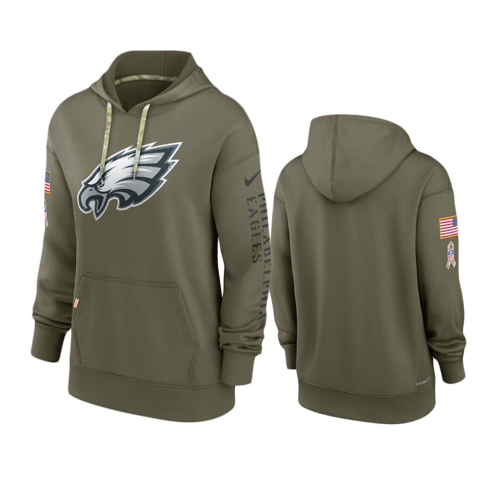 Women's Philadelphia Eagles Olive 2022 Salute to Service Performance Hoodie Women's Philadelphia Eagles Olive 2022 Salute to Service Performance Hoodie