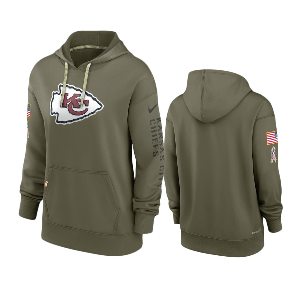 Women's Kansas City Chiefs Olive 2022 Salute to Service Performance Hoodie Women's Kansas City Chiefs Olive 2022 Salute to Service Performance Hoodie