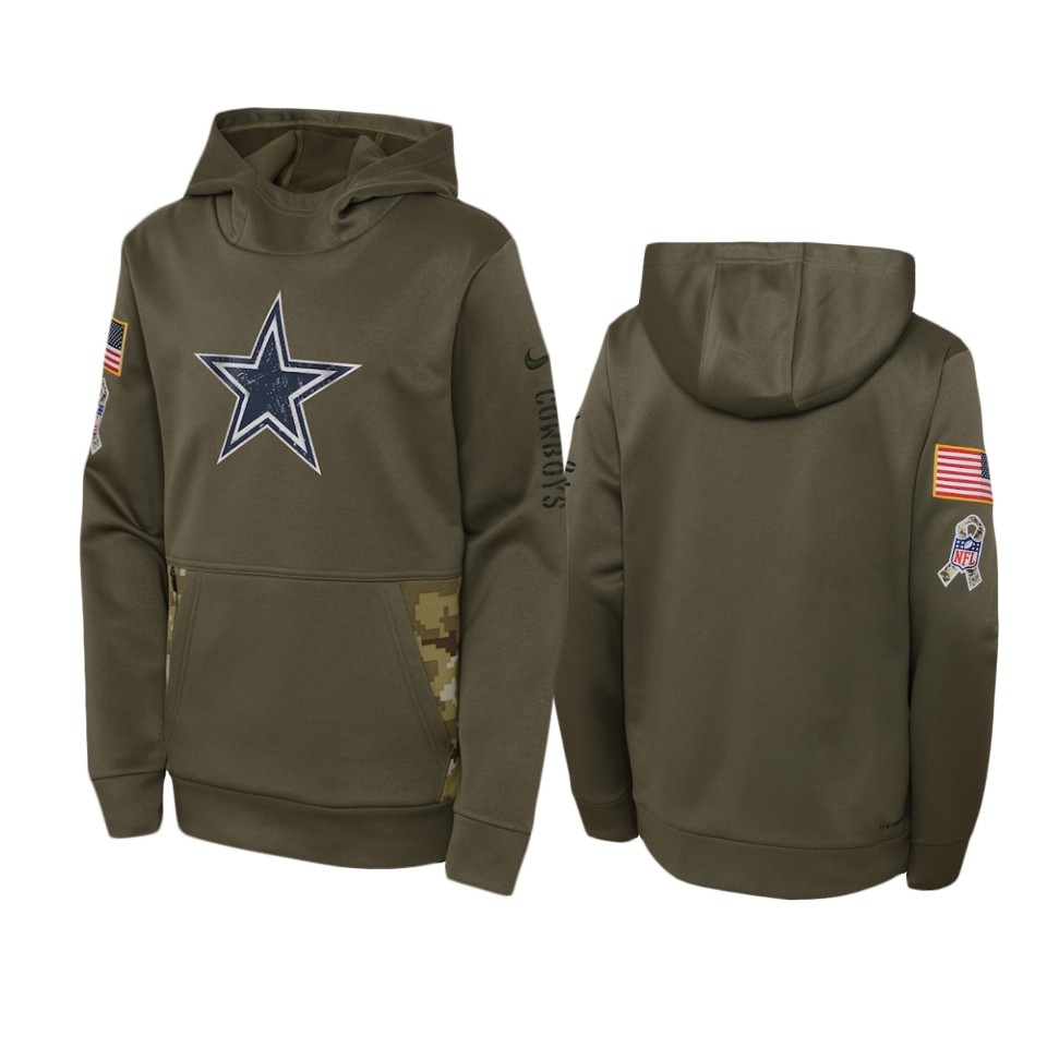Youth Dallas Cowboys Nike Olive 2022 Salute to Service Performance Hoodie