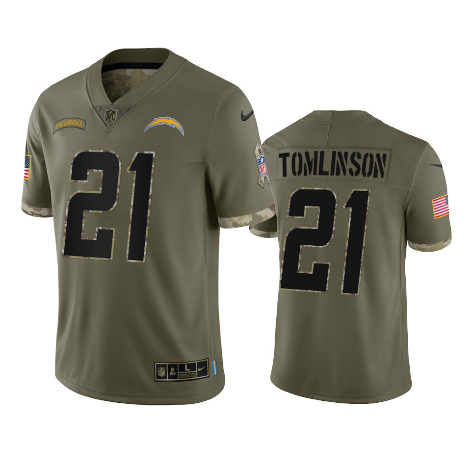 Los Angeles Chargers LaDainian Tomlinson Nike Olive 2022 Salute To Service Limited Jersey