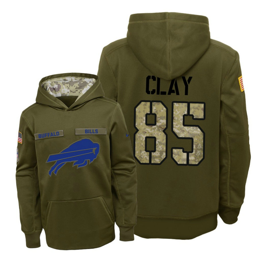 Youth Buffalo Bills #85 Charles Clay Olive Hoodie 2018 Salute To Service Youth Buffalo Bills #85 Charles Clay Olive Hoodie 2018 Salute To Service