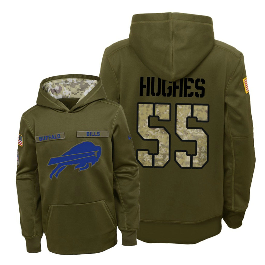 Youth Buffalo Bills #55 Jerry Hughes Olive Hoodie 2018 Salute To Service Youth Buffalo Bills #55 Jerry Hughes Olive Hoodie 2018 Salute To Service