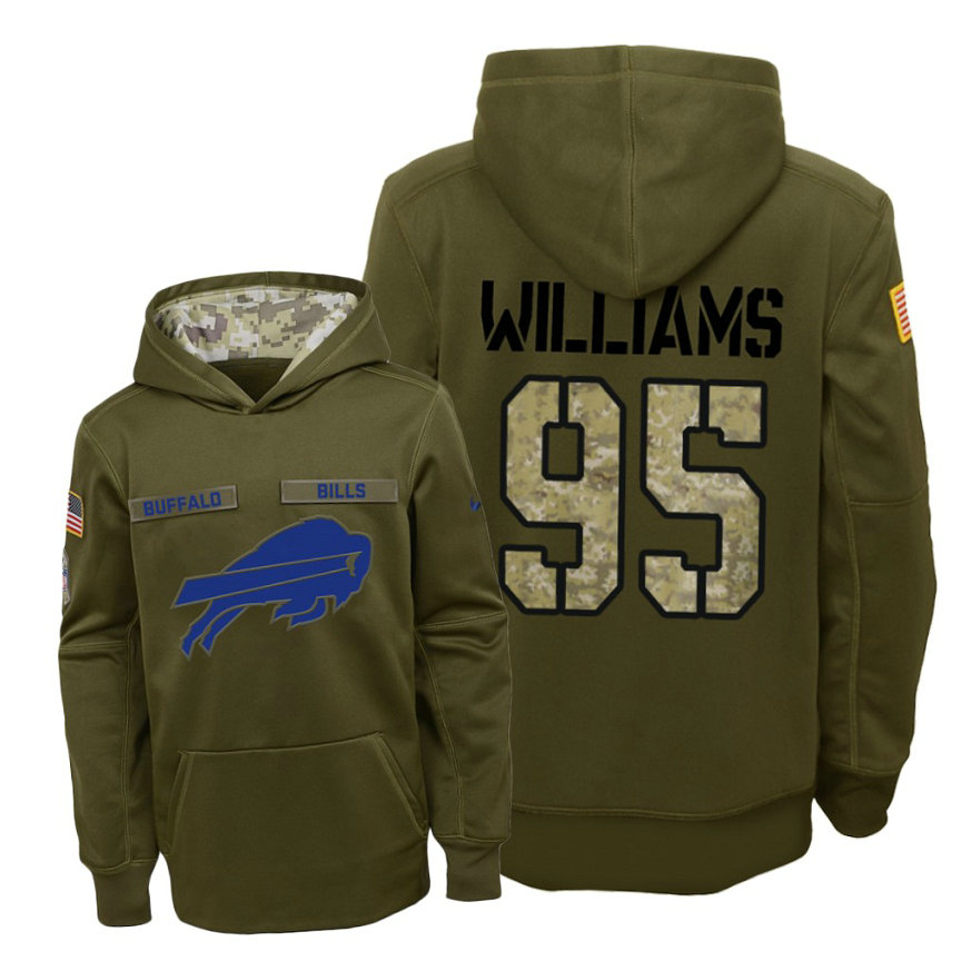 Youth Buffalo Bills #95 Kyle Williams Olive Hoodie 2018 Salute To Service Youth Buffalo Bills #95 Kyle Williams Olive Hoodie 2018 Salute To Service