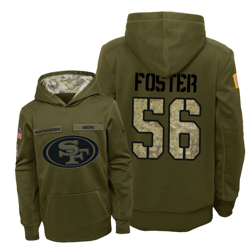 Youth San Francisco 49ers #56 Reuben Foster Olive Hoodie 2018 Salute To Service Youth San Francisco 49ers #56 Reuben Foster Olive Hoodie 2018 Salute To Service