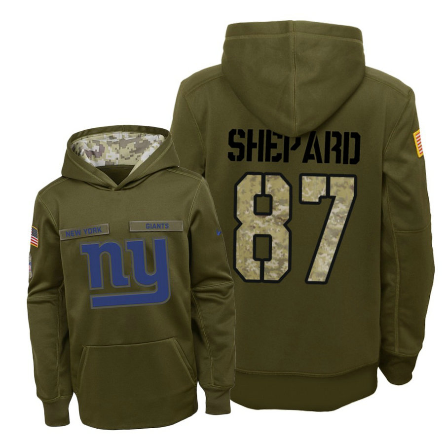 Youth New York Giants #87 Sterling Shepard Olive Hoodie 2018 Salute To Service Youth New York Giants #87 Sterling Shepard Olive Hoodie 2018 Salute To Service
