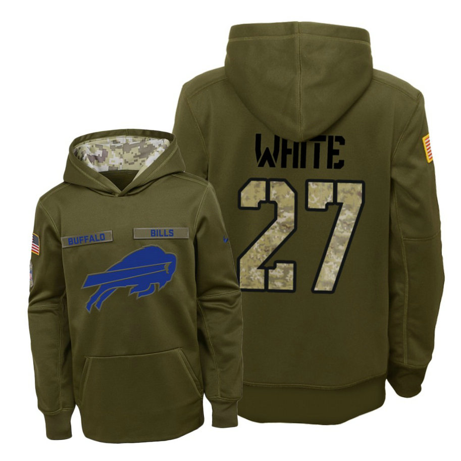 Youth Buffalo Bills #27 Tre'Davious White Olive Hoodie 2018 Salute To Service Youth Buffalo Bills #27 Tre'Davious White Olive Hoodie 2018 Salute To Service
