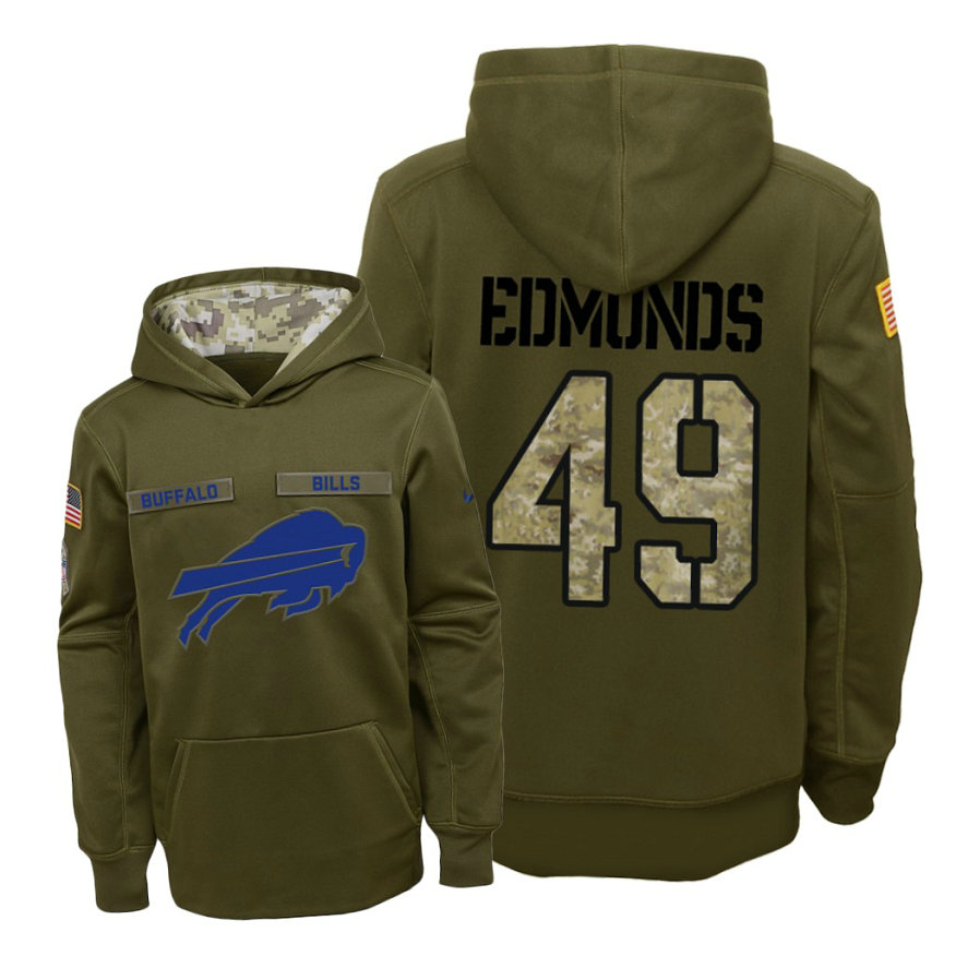 Youth Buffalo Bills #49 Tremaine Edmunds Olive Hoodie 2018 Salute To Service Youth Buffalo Bills #49 Tremaine Edmunds Olive Hoodie 2018 Salute To Service