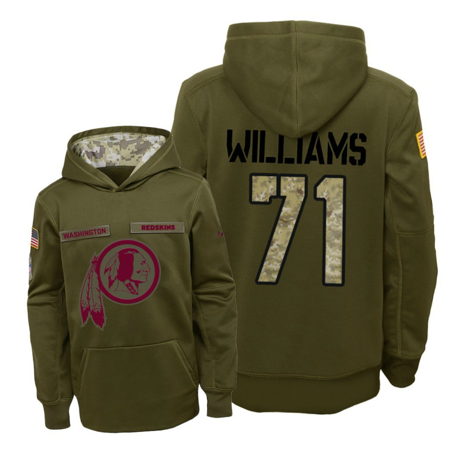 Youth Washington Redskins #71 Trent Williams Olive Hoodie 2018 Salute To Service Youth Washington Redskins #71 Trent Williams Olive Hoodie 2018 Salute To Service