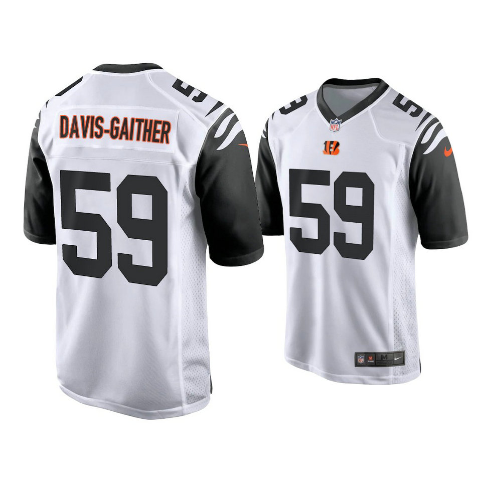2021 Cincinnati Bengals #59 Akeem Davis-Gaither White Game Jersey 2021 Cincinnati Bengals #59 Akeem Davis-Gaither White Game Jersey