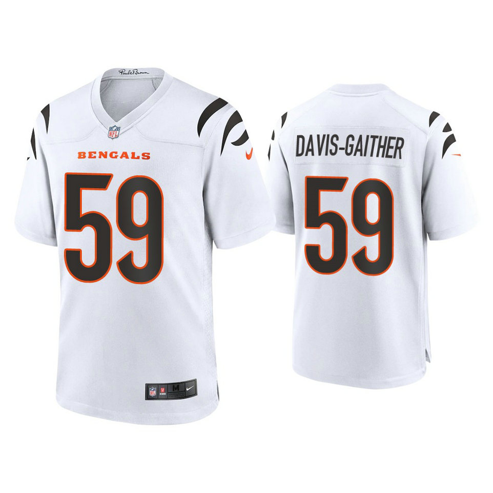 2021 Cincinnati Bengals #59 Akeem Davis-Gaither White Game Jersey 2021 Cincinnati Bengals #59 Akeem Davis-Gaither White Game Jersey