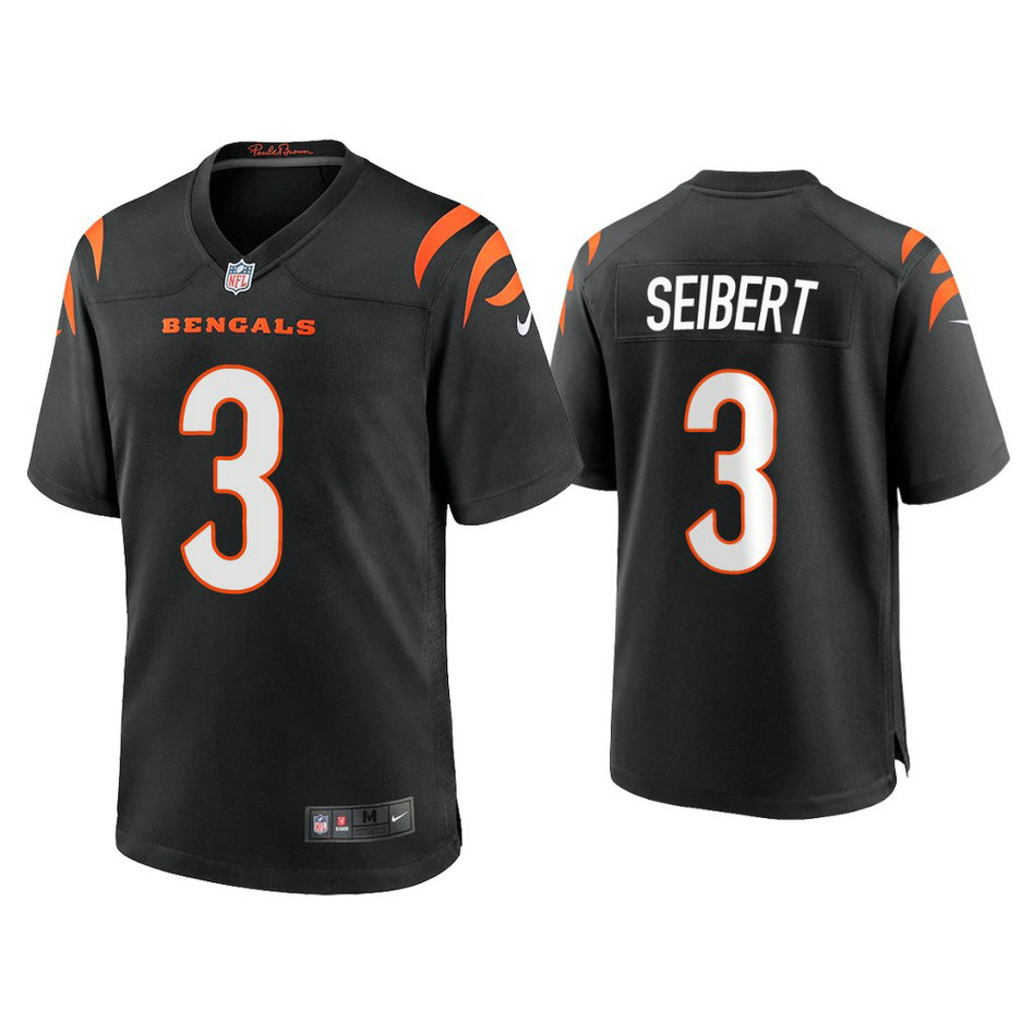 2021 Cincinnati Bengals #3 Austin Seibert Black Game Jersey With Super Bowl LVI Patch
