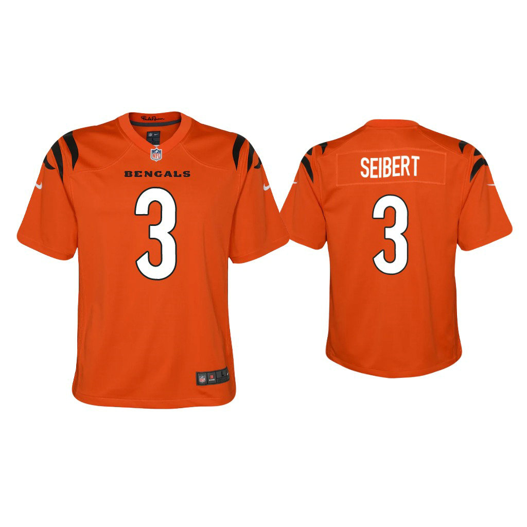 Youth 2021 Cincinnati Bengals #3 Austin Seibert Orange Game Jersey Youth 2021 Cincinnati Bengals #3 Austin Seibert Orange Game Jersey