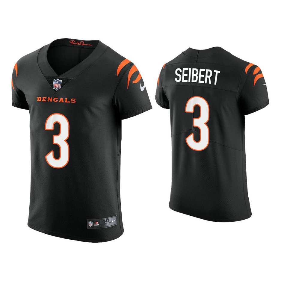 2021 Cincinnati Bengals #3 Austin Seibert Black Vapor Elite Jersey With Super Bowl LVI Patch