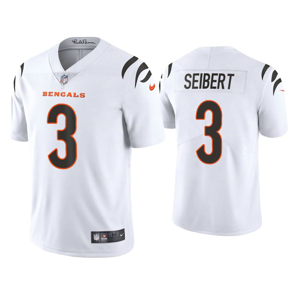 2021 Cincinnati Bengals #3 Austin Seibert White Vapor Limited Jersey With Super Bowl LVI Patch