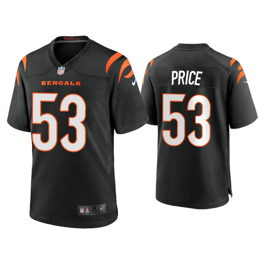 2021 Cincinnati Bengals #53 Billy Price Black Game Jersey With Super Bowl LVI Patch 2021 Cincinnati Bengals #53 Billy Price Black Game Jersey With Super Bowl LVI Patch