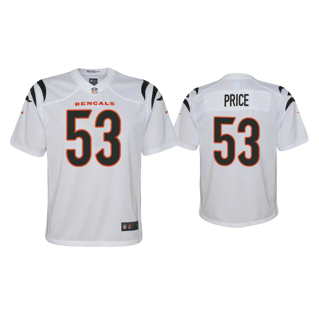 Youth 2021 Cincinnati Bengals #53 Billy Price White Game Jersey Youth 2021 Cincinnati Bengals #53 Billy Price White Game Jersey