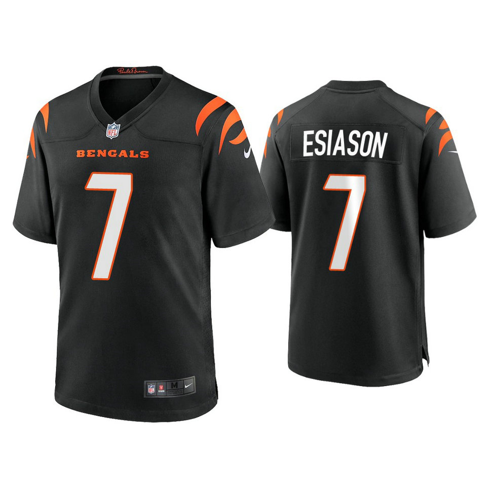 2021 Cincinnati Bengals #7 Boomer Esiason Black Game Jersey With Super Bowl LVI Patch 2021 Cincinnati Bengals #7 Boomer Esiason Black Game Jersey With Super Bowl LVI Patch