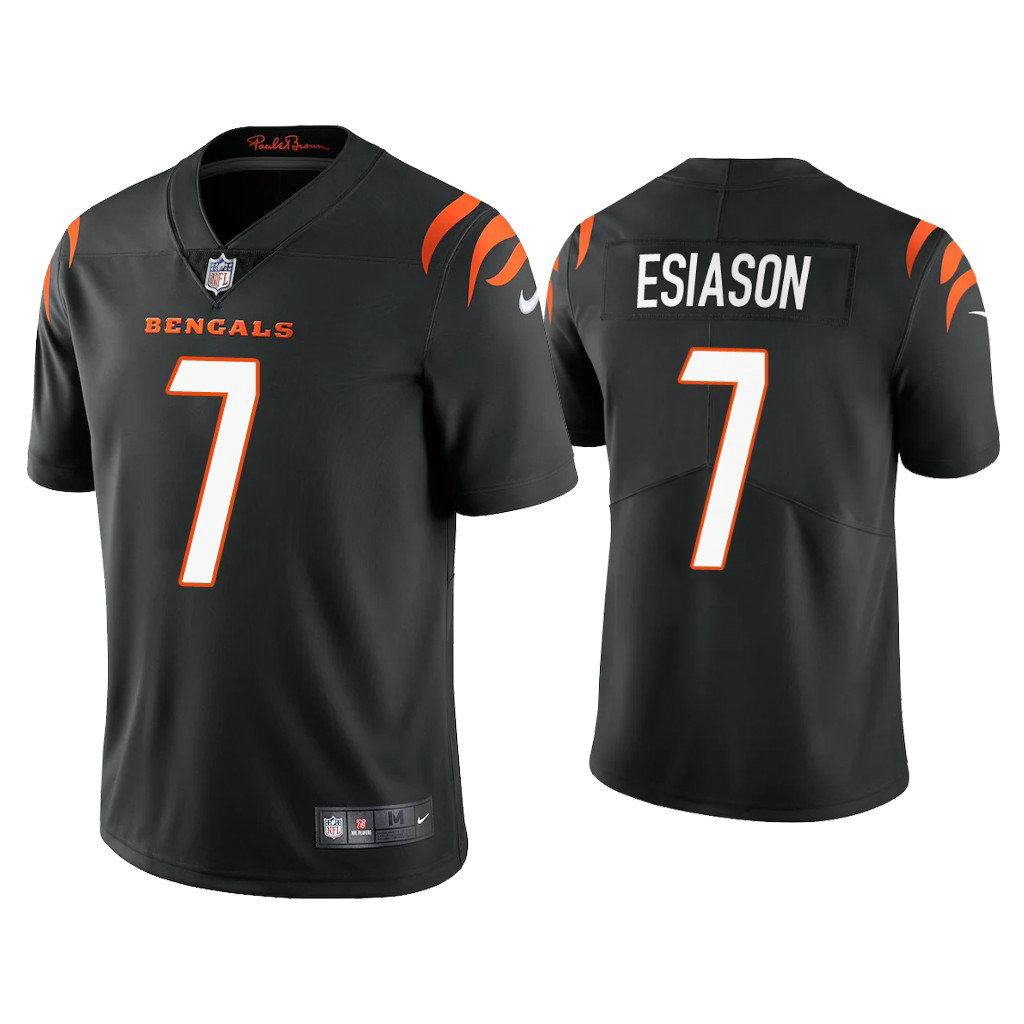 2021 Cincinnati Bengals #7 Boomer Esiason Black Vapor Limited Jersey With Super Bowl LVI Patch 2021 Cincinnati Bengals #7 Boomer Esiason Black Vapor Limited Jersey With Super Bowl LVI Patch