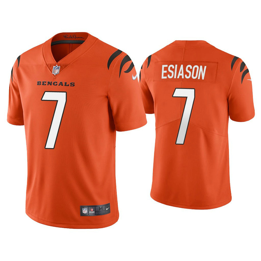 2021 Cincinnati Bengals #7 Boomer Esiason Orange Vapor Limited Jersey With Super Bowl LVI Patch 2021 Cincinnati Bengals #7 Boomer Esiason Orange Vapor Limited Jersey With Super Bowl LVI Patch