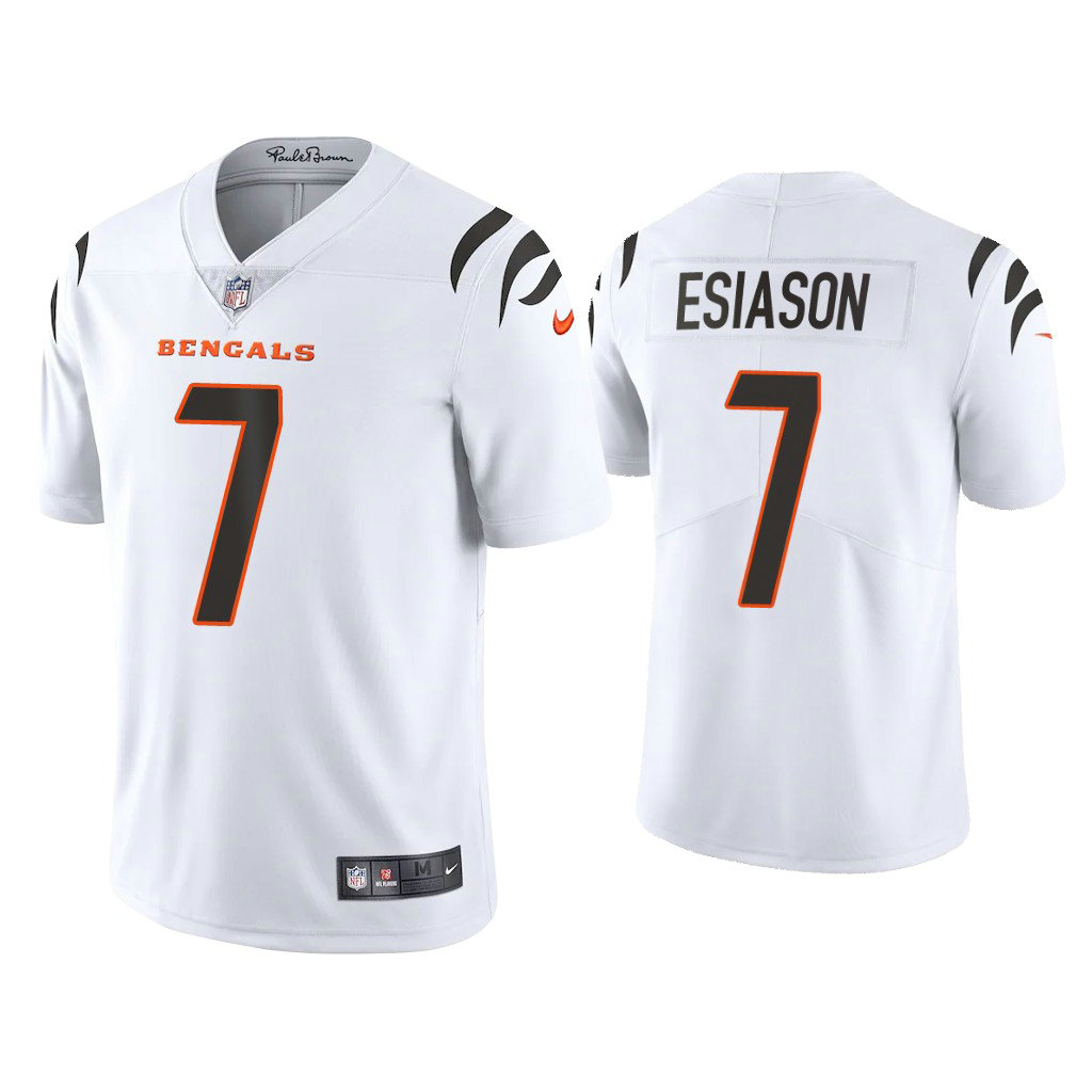 2021 Cincinnati Bengals #7 Boomer Esiason White Vapor Limited Jersey With Super Bowl LVI Patch 2021 Cincinnati Bengals #7 Boomer Esiason White Vapor Limited Jersey With Super Bowl LVI Patch
