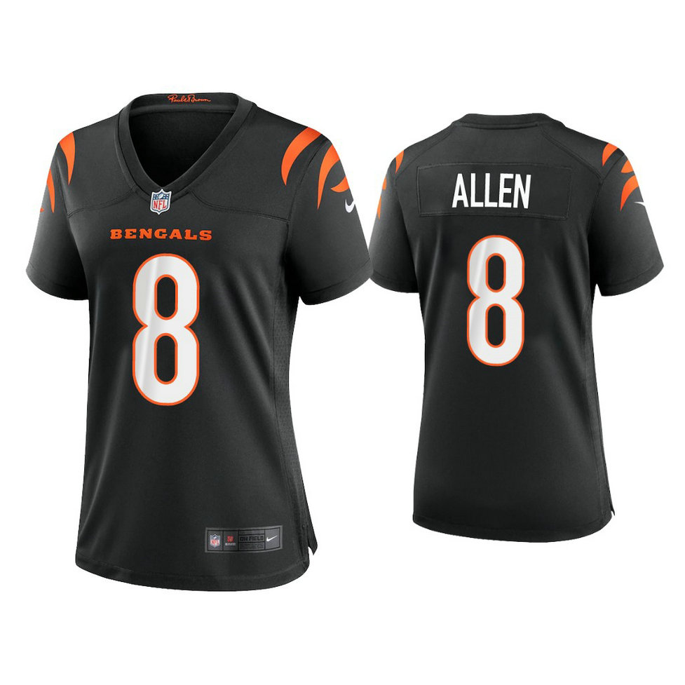 Women's 2021 Cincinnati Bengals #8 Brandon Allen Black Game Jersey With Super Bowl LVI Patch