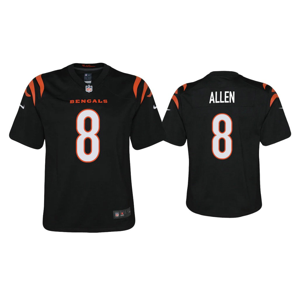 Youth 2021 Cincinnati Bengals #8 Brandon Allen Black Game Jersey Youth 2021 Cincinnati Bengals #8 Brandon Allen Black Game Jersey