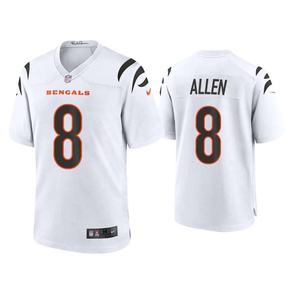 2021 Cincinnati Bengals #8 Brandon Allen White Game Jersey With Super Bowl LVI Patch 2021 Cincinnati Bengals #8 Brandon Allen White Game Jersey With Super Bowl LVI Patch