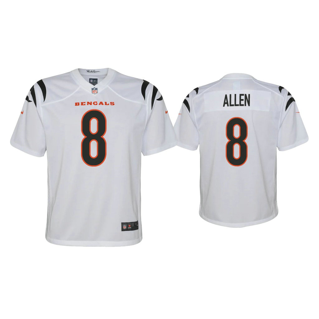 Youth 2021 Cincinnati Bengals #8 Brandon Allen White Game Jersey Youth 2021 Cincinnati Bengals #8 Brandon Allen White Game Jersey