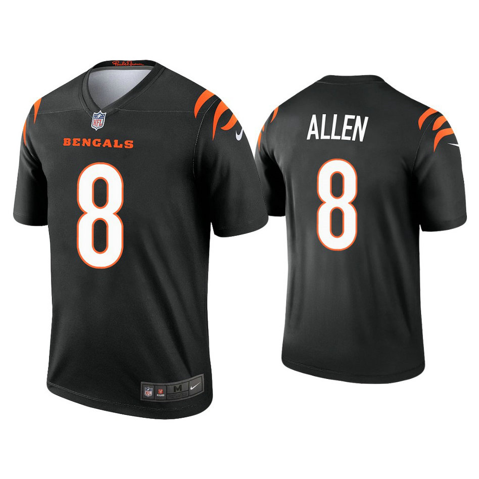 2021 Cincinnati Bengals #8 Brandon Allen Black Jersey With Super Bowl LVI Patch 2021 Cincinnati Bengals #8 Brandon Allen Black Jersey With Super Bowl LVI Patch