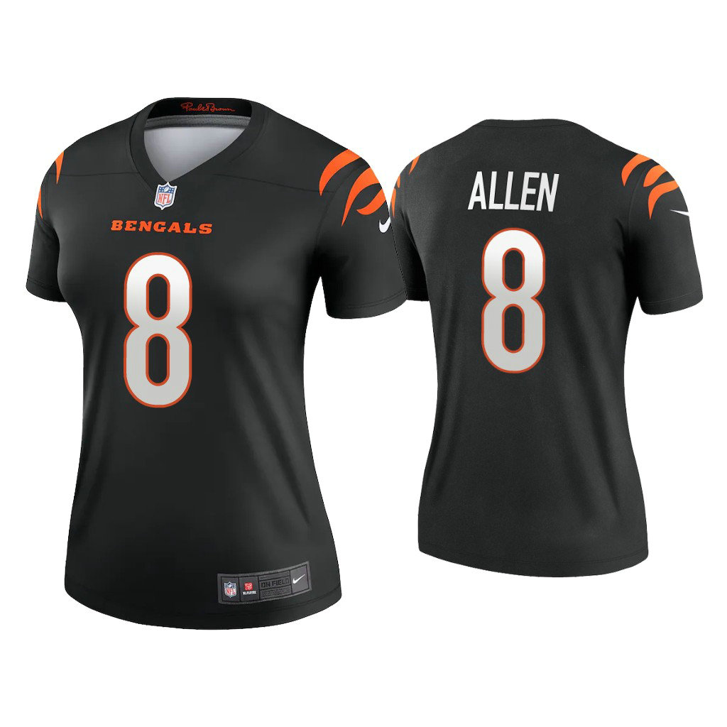 Women's 2021 Cincinnati Bengals #8 Brandon Allen Black Jersey With Super Bowl LVI Patch