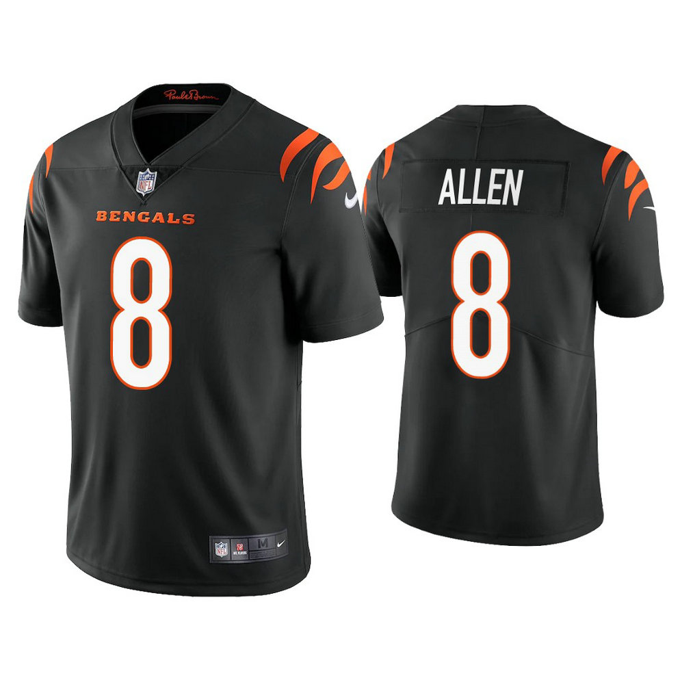 2021 Cincinnati Bengals #8 Brandon Allen Black Vapor Limited Jersey With Super Bowl LVI Patch 2021 Cincinnati Bengals #8 Brandon Allen Black Vapor Limited Jersey With Super Bowl LVI Patch