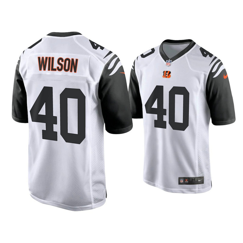 2021 Cincinnati Bengals #40 Brandon Wilson White Game Jersey With Super Bowl LVI Patch 2021 Cincinnati Bengals #40 Brandon Wilson White Game Jersey With Super Bowl LVI Patch