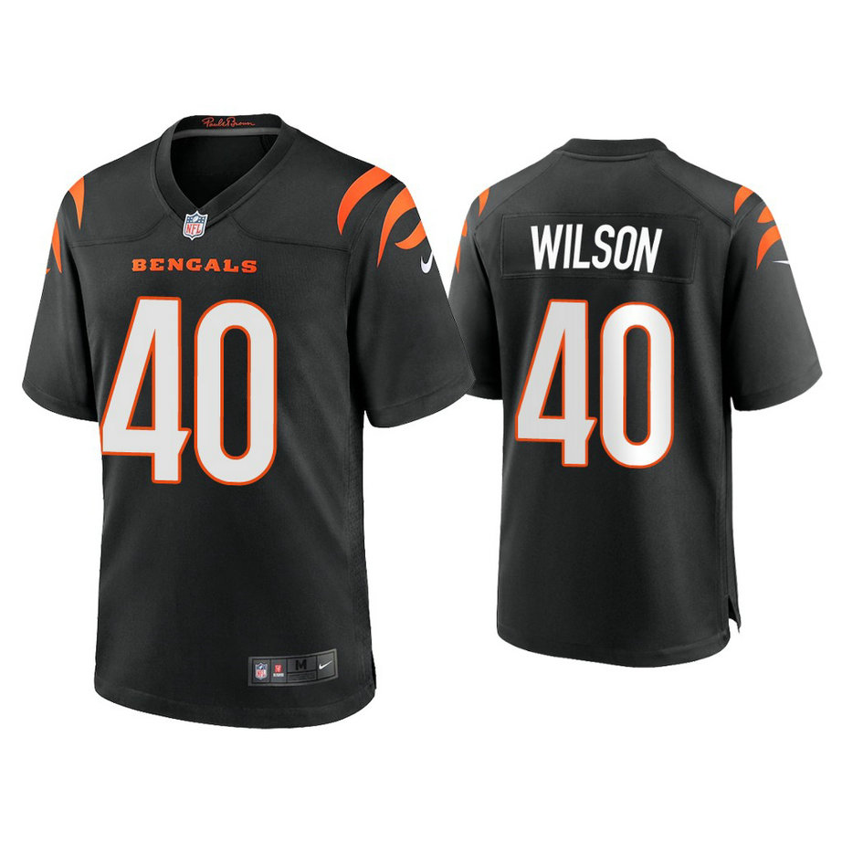2021 Cincinnati Bengals #40 Brandon Wilson Black Game Jersey With Super Bowl LVI Patch 2021 Cincinnati Bengals #40 Brandon Wilson Black Game Jersey With Super Bowl LVI Patch