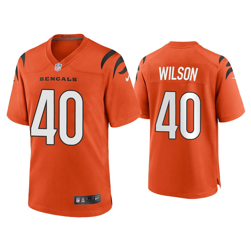 2021 Cincinnati Bengals #40 Brandon Wilson Orange Game Jersey With Super Bowl LVI Patch 2021 Cincinnati Bengals #40 Brandon Wilson Orange Game Jersey With Super Bowl LVI Patch