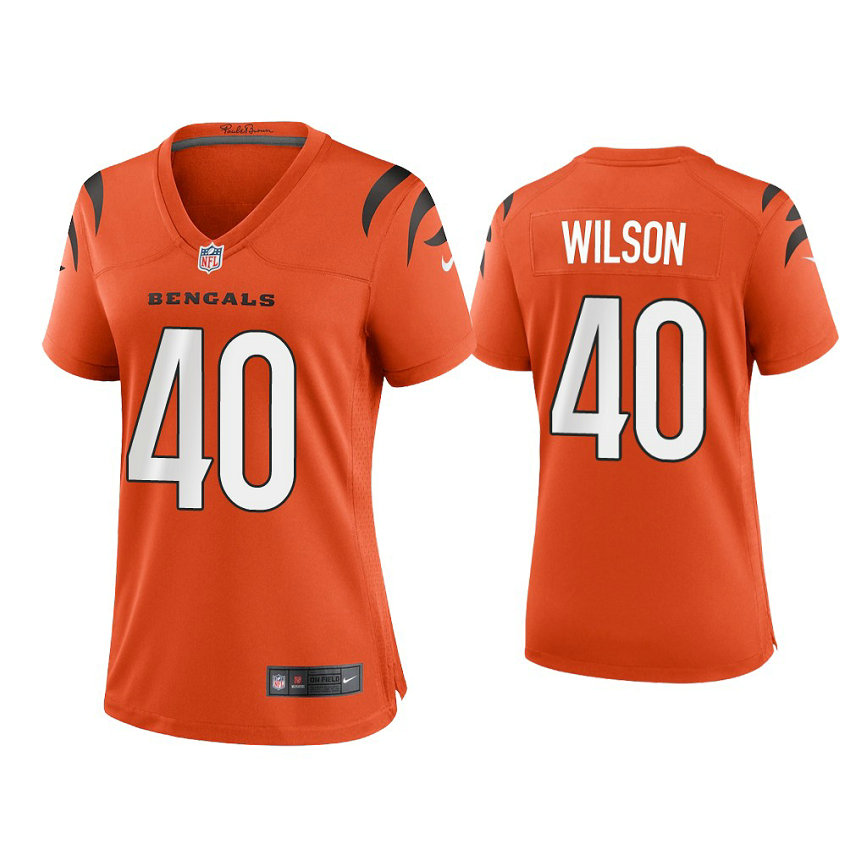 Women's 2021 Cincinnati Bengals #40 Brandon Wilson Orange Game Jersey With Super Bowl LVI Patch