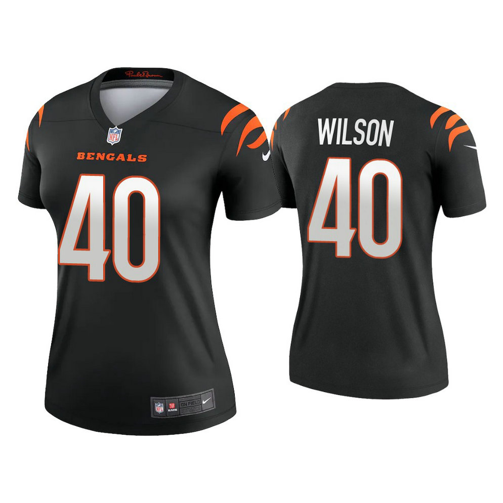 Women's 2021 Cincinnati Bengals #40 Brandon Wilson Black Jersey With Super Bowl LVI Patch