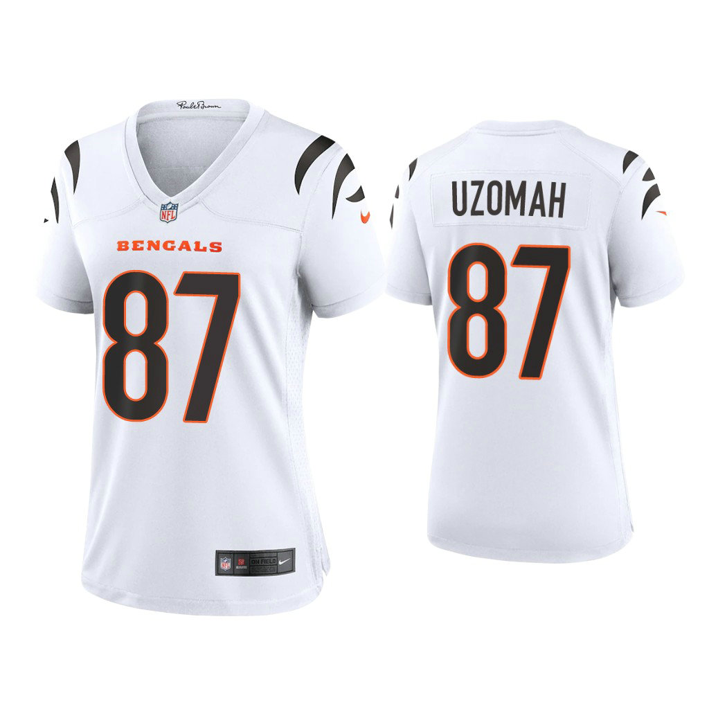 Women's 2021 Cincinnati Bengals #87 C.J. Uzomah White Game Jersey
