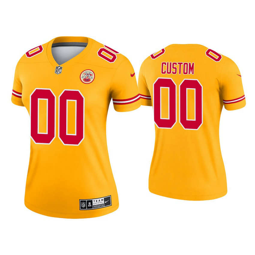 Custom Women's 2021 Kansas City Chiefs #00 Gold Jersey