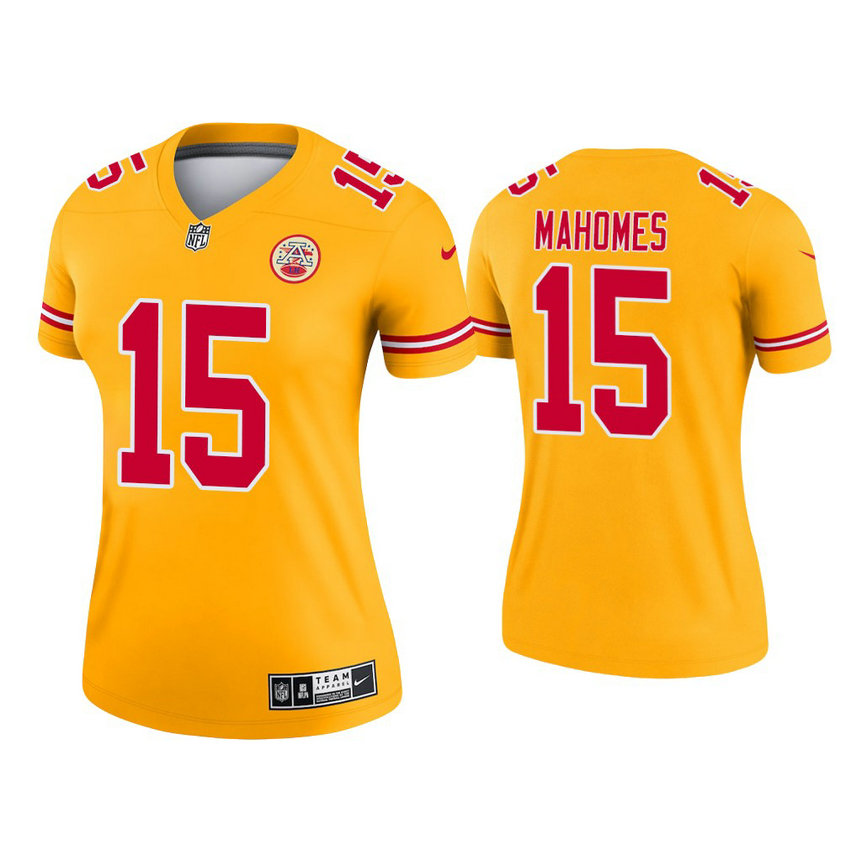Women's 2021 Kansas City Chiefs #15 Patrick Mahomes Gold Jersey Women's 2021 Kansas City Chiefs #15 Patrick Mahomes Gold Jersey