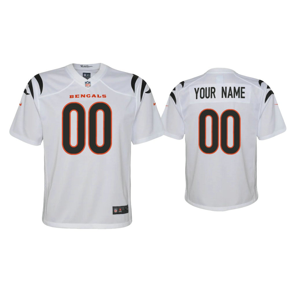 Custom Youth 2021 Cincinnati Bengals #00 White Game Jersey