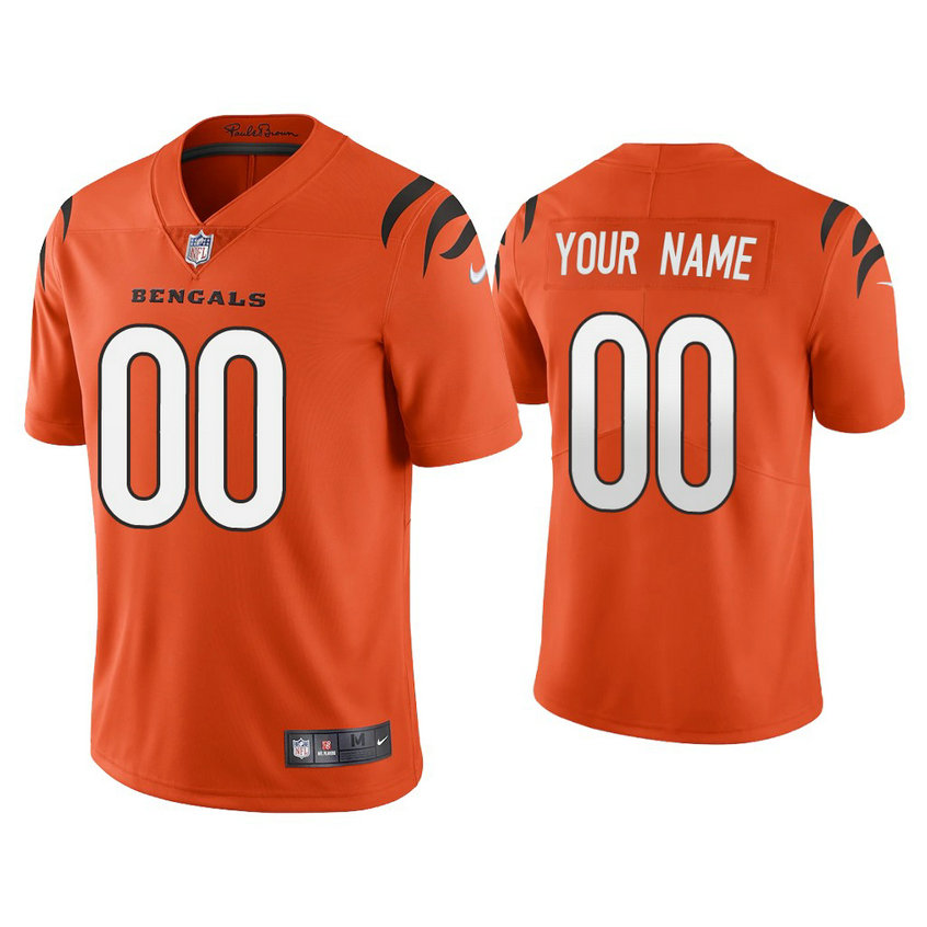 Custom 2021 Cincinnati Bengals #00 Orange Vapor Limited Jersey